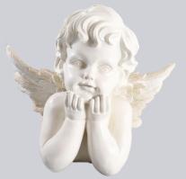 Nagyméretű rezin angyalka szobor, m: 27 cm