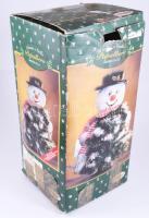 Elemmel működő zenélő és világító hóember, dobozában, m: 55 cm