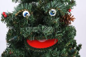 Elemmel működő zenélő és világító karácsonyfa, dobozában, m: 55 cm