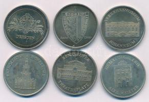 Német Demokratikus Köztársaság 1981 k. "Dresden (Drezda)" 6xklf Cu-Ni emlékérem (35mm) T:AU,XF patina German Democratic Republic cca 1981. "Dresden" 6xdiff Cu-Ni medallions (35mm) C:AU,XF patina