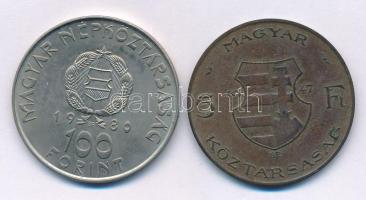 1947. 5Ft Ag "Kossuth" + 1980. 100Ft Ni "Szovjet-magyar közös űrrepülés" T:F,AU