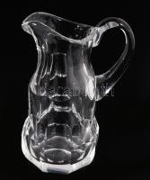 cca 1910-1930 12 személyes csiszolt kristály röviditalos garnitúra, kiöntővel, m: 9-10 cm