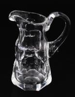 cca 1910-1930 10 személyes csiszolt kristály röviditalos garnitúra, kiöntővel, m: 5-10 cm