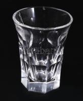 cca 1910-1930 10 személyes csiszolt kristály röviditalos garnitúra, kiöntővel, m: 5-10 cm