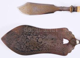 Tortalapát és vajazó kés csont fogóval. 20x27 cm