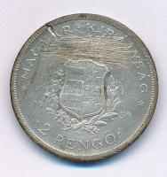 1936. 2P Ag "Liszt Ferenc" T:F patina, ph., Szent Korona szétkarcolva Adamo P7.3