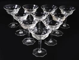 10 személyes kristály pezsgős pohár garnitúra, hibátlan, m: 14 cm