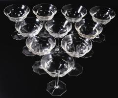 10 személyes kristály pezsgős pohár garnitúra, hibátlan, m: 14 cm