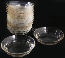 cca 1910-1930 Ólomkristály 12 személyes köretes készlet, 1-1 darabon kis pattogzással, d: 13-24 cm