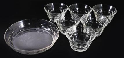 cca 1910-1930 Ólomkristály 6 személyes köretes készlet, jó állapotban, d: 14-25 cm