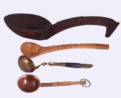 4 darab retro és régi kanál, díszkanál, h: 54 cm