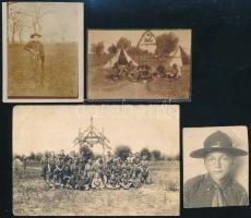 cca 1930 Cserkész fotók, 4 db, változó állapotban, 6,5x5 cm és 9x13,5 cm között