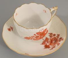 Herendi Apponyi mintás csésze alátéttel, jelzett, hibátlan, d: 11,5 cm