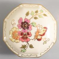 Zsolnay pillangó mintás bonbonier, jelzett, hibátlan, d: 9 cm