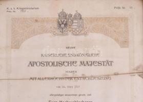 Osztrák-Magyar Monarchia 1916. "Bronz Katonai Érdemérem a katonai érdemkereszt szalagján, kardo...