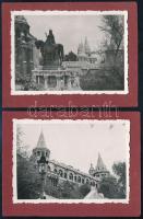 cca 1930-1940 Budapest, Halászbástya, Szent István-szobor, 2 db fotó, kartonra ragasztva, 6x8,5 cm