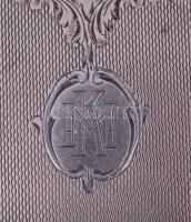Ezüst (Ag) pudrié, Jelzett, monogramos, fém betéttel. Nettó 36 g d: 8 cm