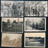 Vegyes fotó tétel, közte balatoni vitorlás, vasútállomás, vidéki életképek, stb., összesen 10 db, 4,5x6,5 cm és 6,5x9,5 cm között