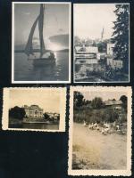 Vegyes fotó tétel, közte balatoni vitorlás, vasútállomás, vidéki életképek, stb., összesen 10 db, 4,...