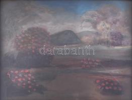 Jelzés nélkül: Virágzó park. Olaj, karton. Szélein kissé sérült. 47x57cm. Üvegezett, antik, sérült f...