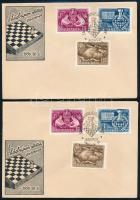 1950 Sakk (I.) sor 2 db FDC különböző elhelyezkedésű grafikával