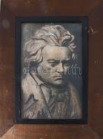 Wolf I jelzéssel (Demeczkyné Wolf Irma?): Beethoven. Olaj, karton. Jelezve balra lent. 50x34,5 cm. Üvegezett, kissé sérült fakeretben.