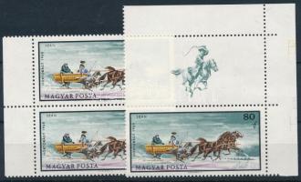 1968 Hortobágy 80f ívszéli függőleges pár "a pipa alig látszik" ténvnyomat + felső szelvényes támpéldány