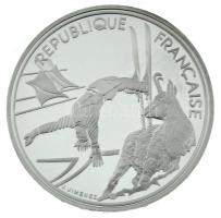 Franciaország 1990. 100Fr Ag "XVI. Téli Olimpia - Albertville 1992 - Síakrobatika" kapszulában, dísztokban T:PP France 1990. 100 Francs Ag "16th Winter Olympics - Albertville 1992 - Free-style Skiing" in capsule and display case C:PP Krause KM#983