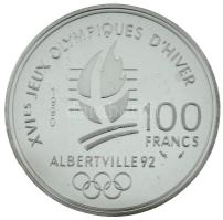 Franciaország 1990. 100Fr Ag "XVI. Téli Olimpia - Albertville 1992 - Síakrobatika" kapszul...