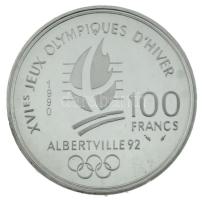 Franciaország 1990. 100Fr Ag "XVI. Téli Olimpia - Albertville 1992 - Gyorskorcsolya" tanús...