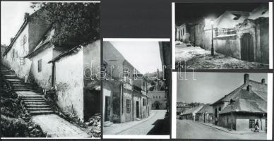 cca 1930 előtt "Tabán éjjel, nappal", 4 db modern nagyítás, jelzés nélkül, 10x15 cm és 21x15 cm között