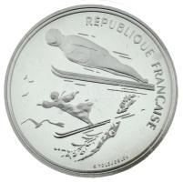 Franciaország 1991. 100Fr Ag "XVI. Téli Olimpia - Albertville 1992 - Síugrás" tanúsítvánnyal, kapszulában, dísztokban T:PP France 1991. 100 Francs Ag "16th Winter Olympics - Albertville 1992 - Ski Jumping" with certificate, in capsule and display case C:PP Krause KM#995