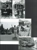 cca 1970 előtti felvételek budapesti villamosokról, 5 db modern nagyítás, jelzés nélkül, 15x10 cm és 21x15 cm között