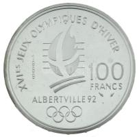 Franciaország 1989. 100Fr Ag "XVI. Téli Olimpia - Albertville 1992 - Jégkorcsolya" tanúsít...