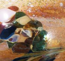 Murano anyagában színezett üveggömb fadísz, d: 15 cm