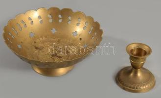 Keleti réz kínáló és gyertyatartó, d: 14 cm