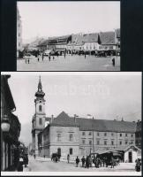 cca 1880 Budapest, Bomba (Batthyány) tér, 2 db modern nagyítás, jelzés nélkül, 15x21 cm és 10x15 cm