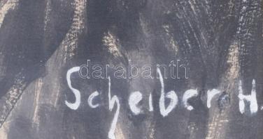 Scheiber H jelzéssel: Portré. Vegyes technika, papír. 54,5×44,5 cm. Üvegezett, kissé sérült fakeretb...