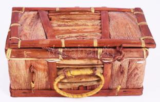 Nád és pálmalevél díszdoboz, 10x19 cm