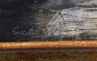 Erdélyi Tibor (1961-): Holt Tisza. Olaj, farost. Jelzett. Hátoldalán autográf felirattal. Fakeretben...