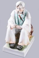 Zsolnay Szalonnázó paraszt. Terv.: Szomor János (1908-1980). Jelzett, kézzel festett, hibátlan, m: 32,5 cm