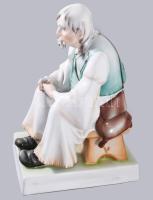 Zsolnay Szalonnázó paraszt. Terv.: Szomor János (1908-1980). Jelzett, kézzel festett, hibátlan, m: 3...