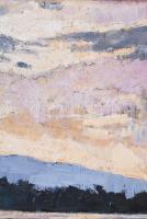 Arató István (1922-2010): Este a Duna felett. Olaj, farost, jelzett, hátoldalán autográf felirattal ...