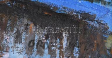 Arató István (1922-2010): "Téli napsütés" (Bezenyei híd télen). Olaj, farost, jelzett, hát...