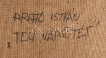 Arató István (1922-2010): "Téli napsütés" (Bezenyei híd télen). Olaj, farost, jelzett, hát...