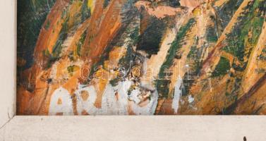 Arató István (1922-2010): "Weinberg" (Szent György-hegyi szőlők). Olaj, farost, jelzett, h...