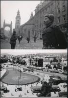 cca 1945 és 1960 Budapest, orosz katonák az Erzsébet hídnál és vörös csillagos kert a Moszkva téren, 2 db modern nagyítás, jelzés nélkül, 15x21 cm