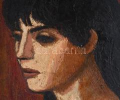 Jelzés nélkül (Arató István?): Fiatal lány. Olaj, farost. Fakeretben, 30×25 cm