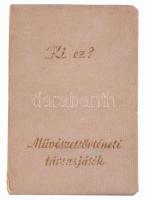 1959 Ki ez? Művészettörténeti társasjáték, 98 db kártyával (2 lap hiányzik), leírással, kissé viseltes dobozban