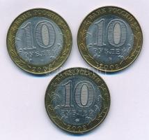 Oroszország 2002. 10R bimetál (3xklf) az Ősi orosz városok sorozat teljes évfolyama, benne: Derebent, Kosztroma, Staraya Russia T:AU Russia 2002. 10 Rubles bi-metallic (3xdiff) full set of 2002 from the Ancient Towns of Russia series: Derebent, Kostroma, Staraya Russia C:AU Krause Y#739, Y#740, Y#741